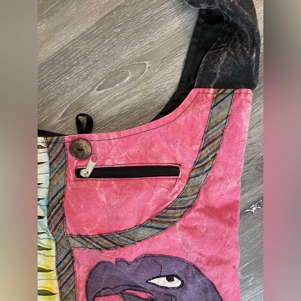 KPC Unique Vibrant and Colorful Patchwork Soft Design Zip Up Shoulder Bag - Picture 3 of 7